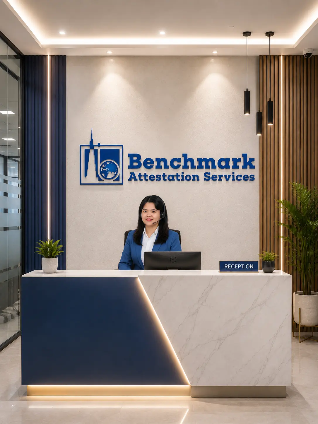 Benchmark Attestation Services office reception in Oud Metha, Dubai